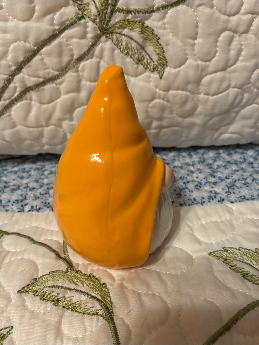 Small Yellow Ceramic Gnome Figurine - Picture 2 of 9